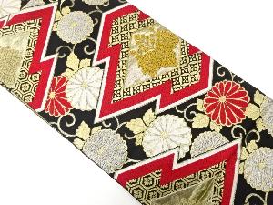 アンティーク　松皮菱に桐・菊唐草模様織り出し袋帯（着用可）